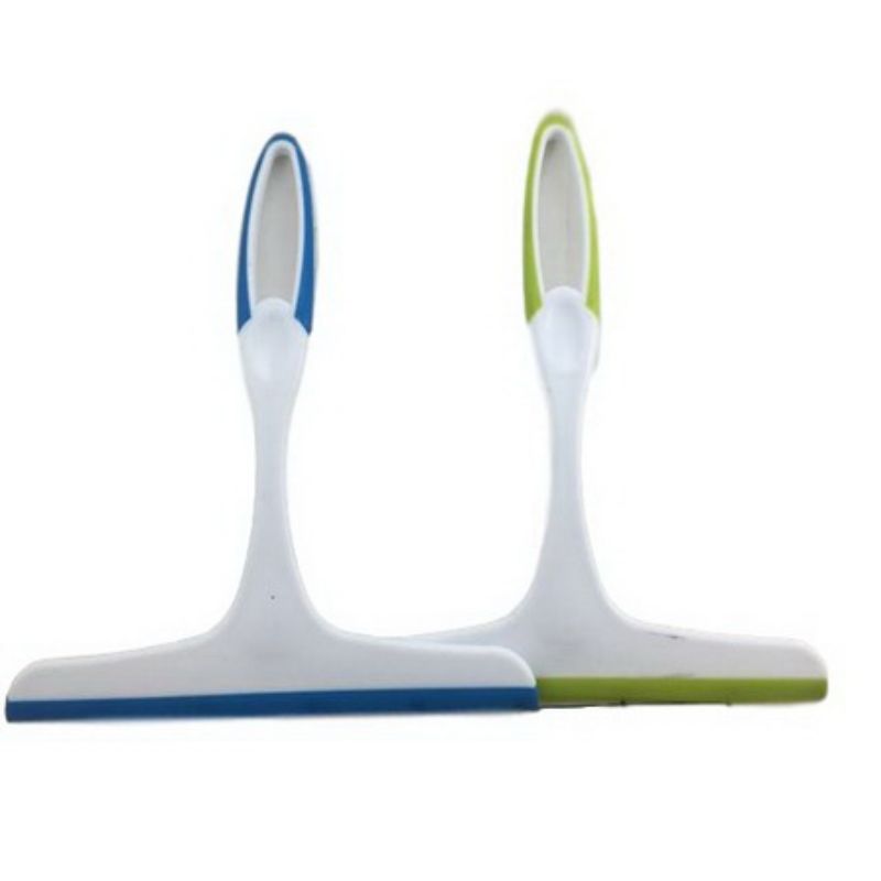 Set of 12 assorted short handle glass scrapers for effective cleaning of windows, mirrors, and glass surfaces.