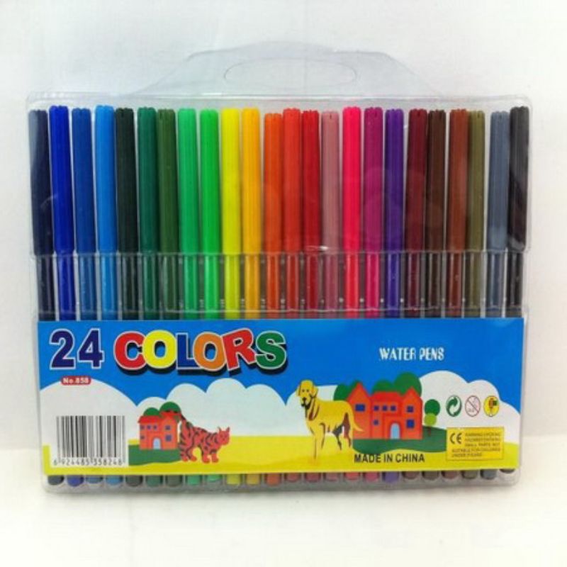 Set of 12 packs of vibrant watercolour pens, 24 pens per pack, ideal for artists and hobbyists to create stunning effects.