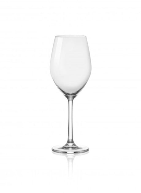 Elegant Ocean Sante wine glasses with unique angular bowls, designed for enhancing aeration and presentation in contemporary dining.