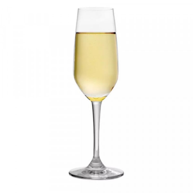 Set of 6 Ocean Lexington Flutes, 185ml each, crafted from clear soda-lime glass, perfect for elegant champagne toasting.