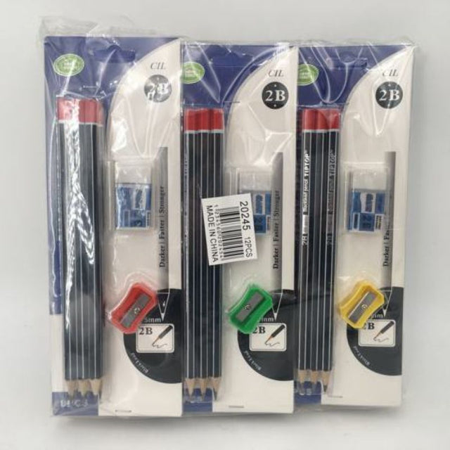 Set of 12 packs of 2B pencils, each containing 8 smooth-writing pencils, ideal for art, writing, and school use.