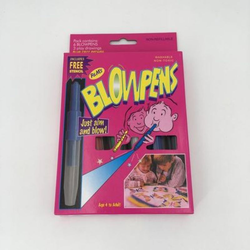 Vibrant Blow Pens in 12 packs, ideal for creative art projects and engaging kids in fun, colorful crafting activities.