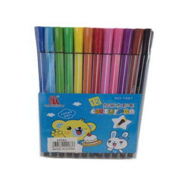 Vibrant watercolour pens in 12 packs, featuring fine tips and broad brush ends for versatile, precise, and blended artwork.