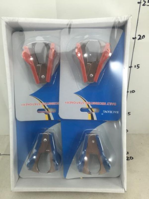 Set of 12 colorful stapler pin removers for easy and safe staple removal; perfect for home, office, or school use.