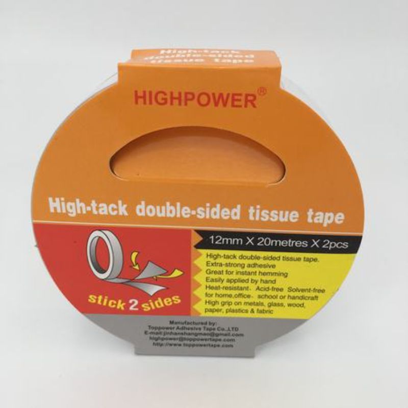 Set of 12 rolls of 1.2CM X 20M double-sided tape for crafts, repairs, and mounting, offering strong adhesion and transparency.