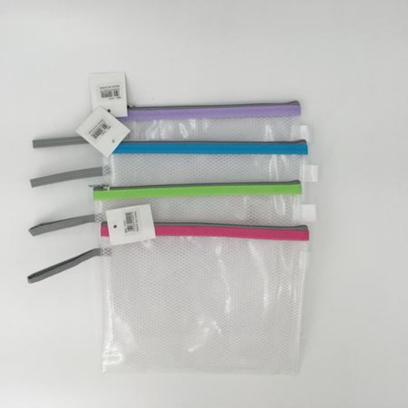 Set of 12 clear file bags in assorted colors for efficient document organization and protection.