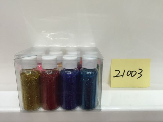 Vibrant Glitter Pack 2 with 6 sets, featuring 12 dazzling colors for endless crafting possibilities and lasting sparkle.