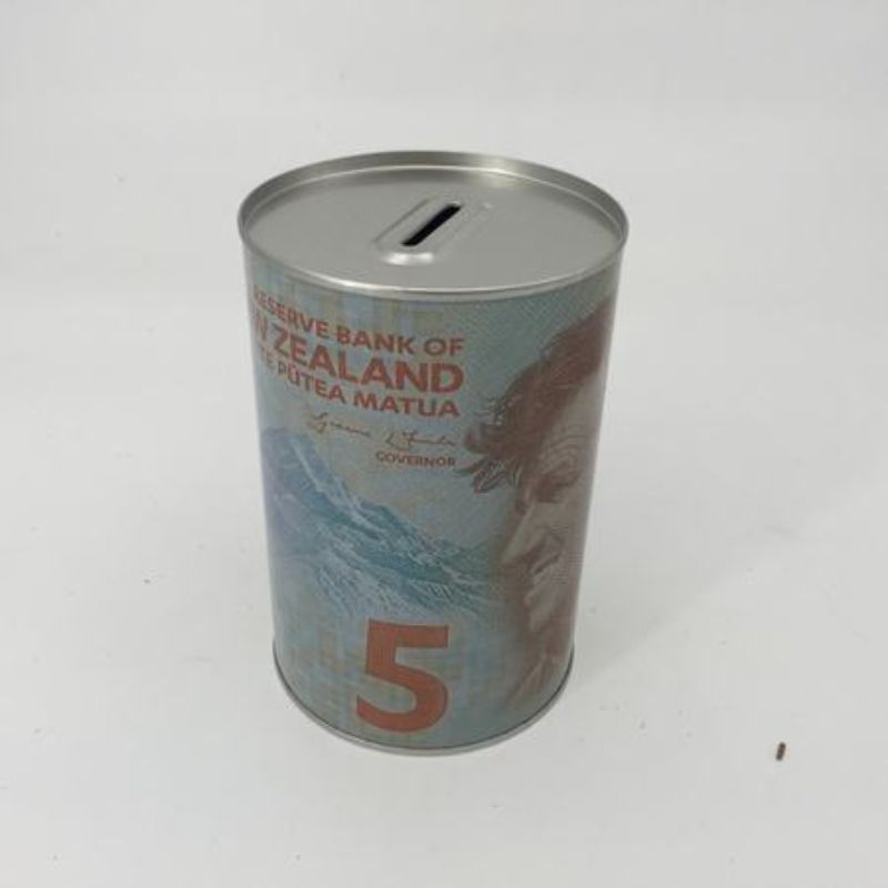 Colorful set of 6 Five Dollar Money Pots designed for saving coins and bills, adding fun to budgeting and family finances.