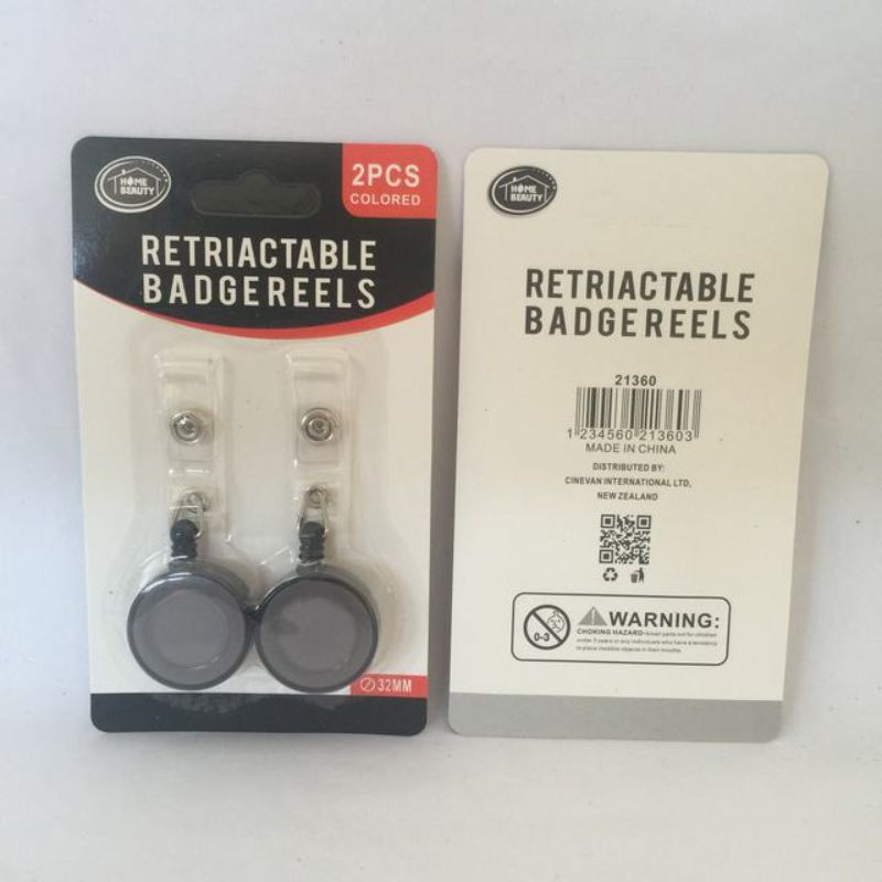 Retriactable Badge Reels - 32mm (12 Packs)
