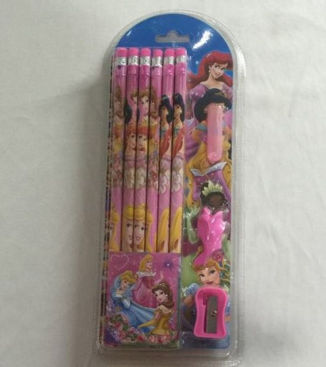 Colorful Princess Pencil Pack featuring 12 vibrant pencils with enchanting designs, perfect for young artists aged 3 and up.