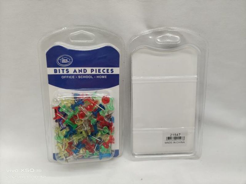 Bright assortment of 1200 push pins in vibrant colors, perfect for organizing notes and adding flair to your workspace.
