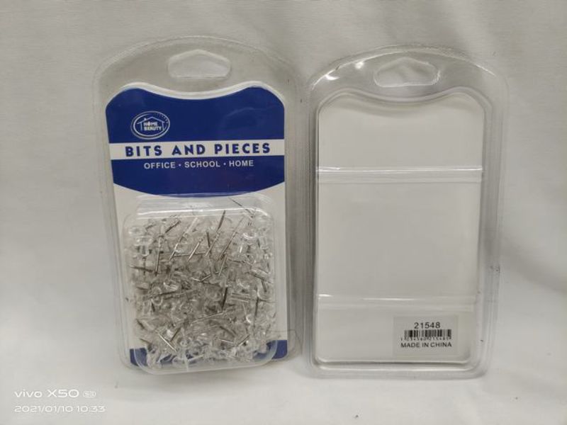 Clear push pins in a pack of 1200, perfect for home, office, or classroom use, featuring sharp points for easy pinning.