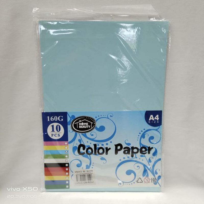 Vibrant blue A4 160G paper packs, 10 sheets each, ideal for crafts, presentations, and professional documents.