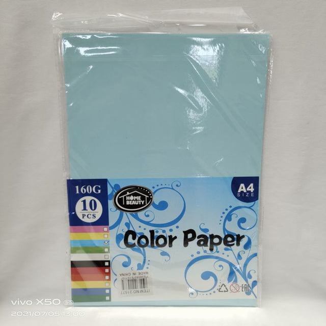 Vibrant blue A4 160G paper packs, 10 sheets each, ideal for crafts, presentations, and professional documents.