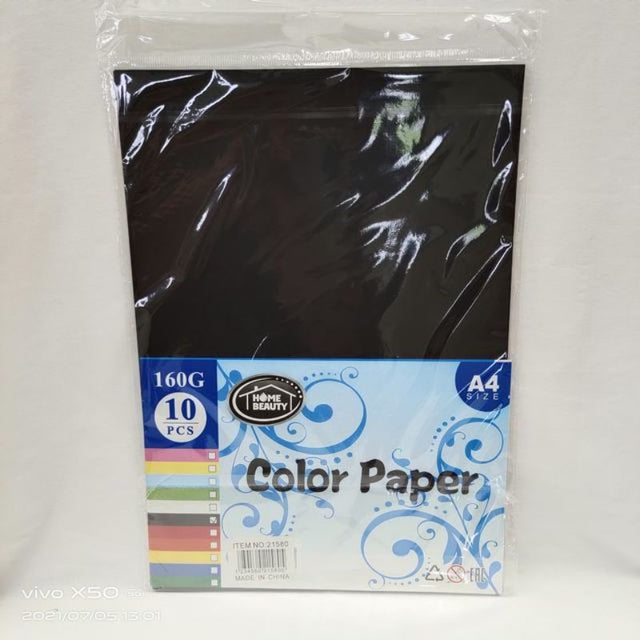High-quality A4 black paper, 160g, 10 sheets per pack, perfect for crafting and printing, total of 120 sheets in 12 packs.