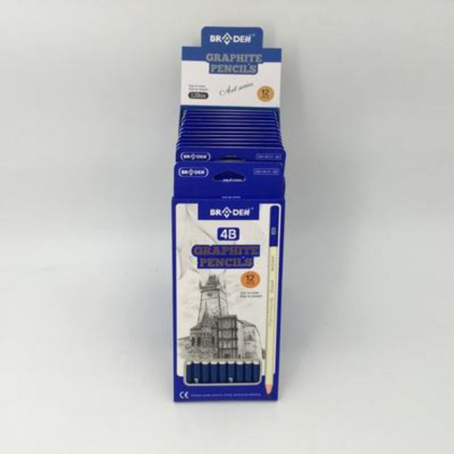 High-quality 4B graphite pencils in a 12-pack, ideal for artists and students, perfect for sketching and shading.