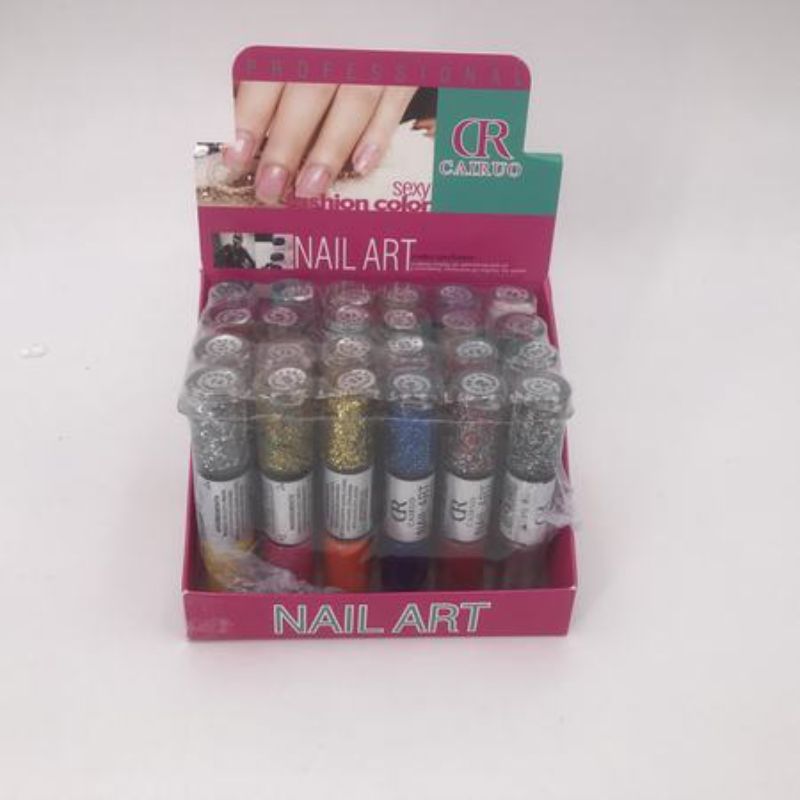 Vibrant 24-piece nail polish set featuring assorted colors, perfect for creative nail art and long-lasting wear.