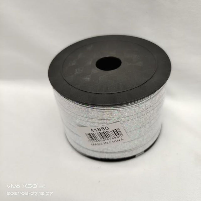 Set of 12 silver ribbons, each 0.5cm wide, perfect for gift wrapping and crafting with a beautiful sheen.