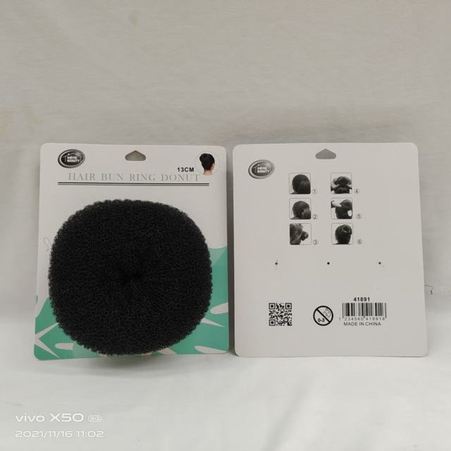 Black hair bun donut set of 12, perfect for creating elegant updos and voluminous hairstyles with ease.