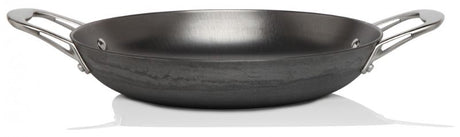 Lightweight 30cm cast iron pan with stainless steel handle, ideal for high-heat cooking and versatile kitchen use.