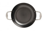 Lightweight 30cm cast iron cooks pan with stainless steel handle, ideal for high-heat cooking and easy maintenance.