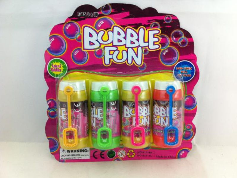 Colorful bubble makers in a 4pc pack, designed for endless fun at parties and gatherings for kids and adults.