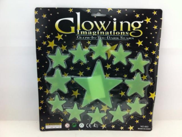 Set of 12 glowing stickers, perfect for personalizing spaces with fun, durable designs that shine brightly in the dark.