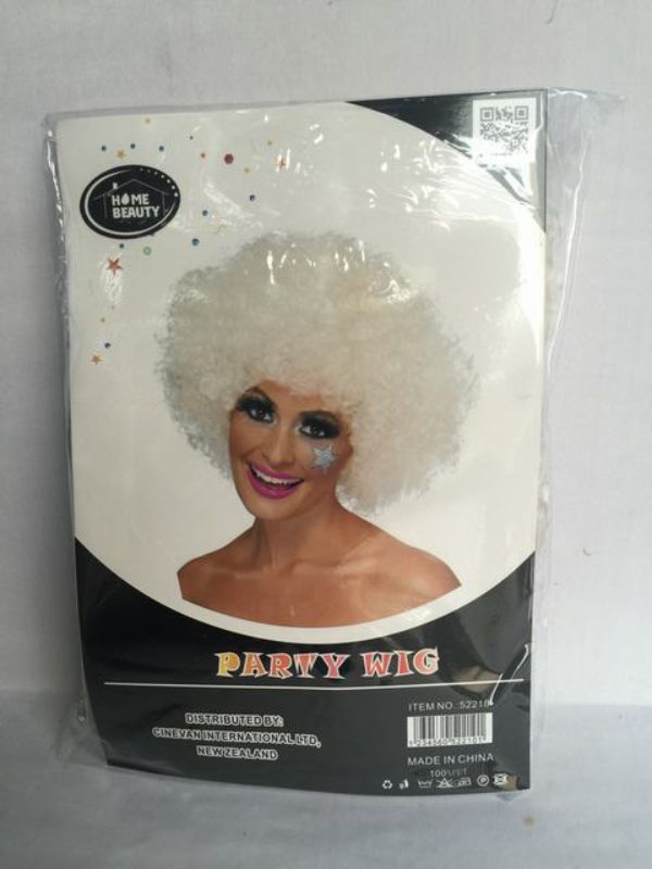 Set of 5 vibrant white afro wigs, perfect for parties, costume events, and fun photo shoots.