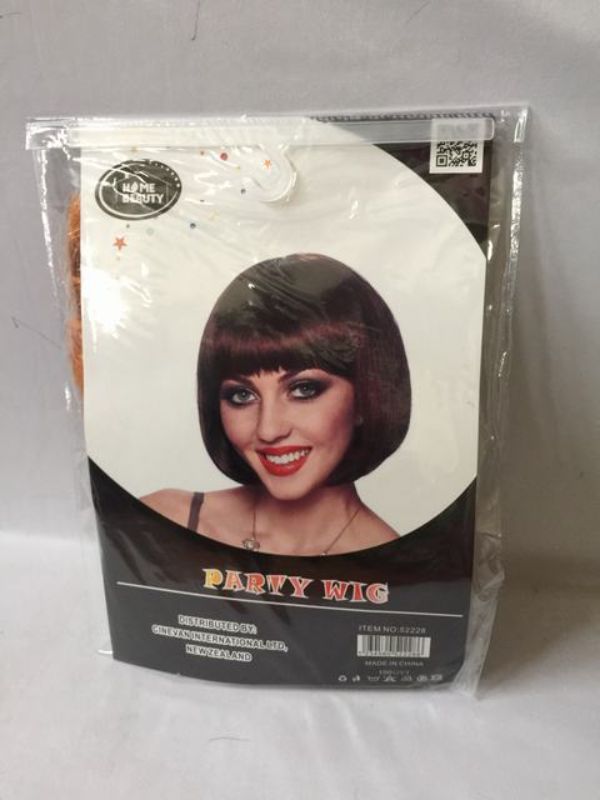 Set of 5 dark brown bob cut wigs, perfect for parties and costumes, made from high-quality synthetic fibers.