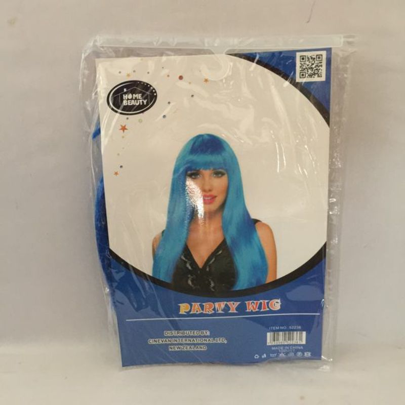 Stylish set of 5 long straight dark blue wigs, perfect for parties and themed events, made from high-quality synthetic fibers.