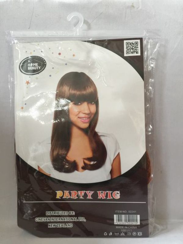 Set of 5 long straight dark brown party wigs, perfect for costume events and festivals, stylish and comfortable.