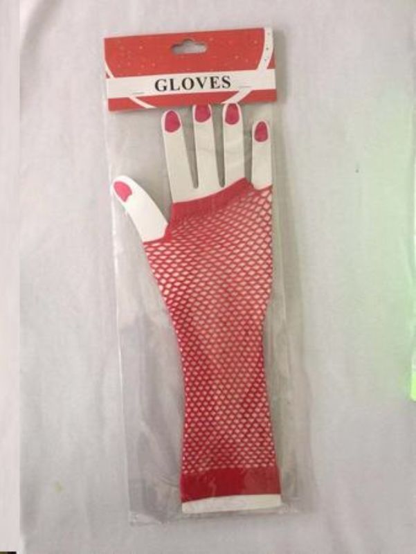 Vibrant long red party gloves in a set of 12, perfect for themed events and adding elegance to any celebration.