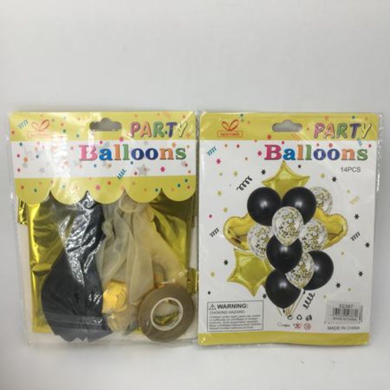 Elegant gold and black party balloons set (168 pcs) for upscale celebrations and chic decorations.