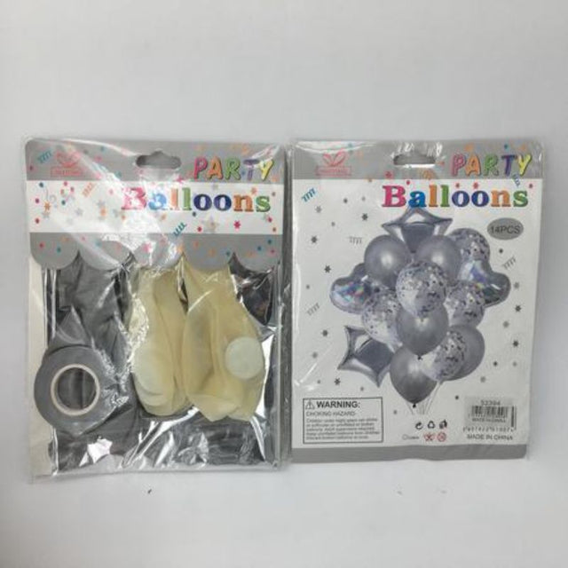 A set of 168 elegant silver party balloons, perfect for enhancing celebrations like birthdays and weddings.