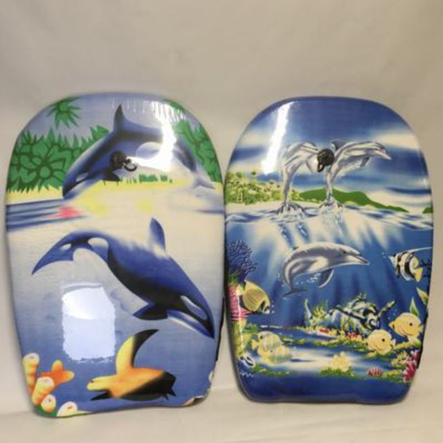 Set of 6 assorted vibrant surfboards (45 x 65cm) designed for fun, durability, and style at the beach or surf school.