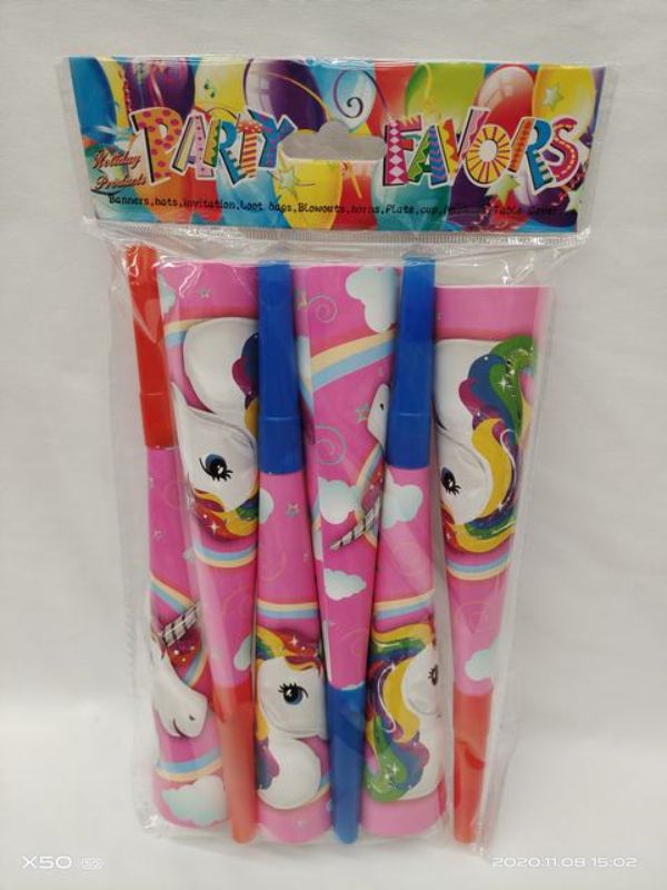 Light pink party favors and horns (72pcs) for birthdays and showers, adding color and fun to any celebration.