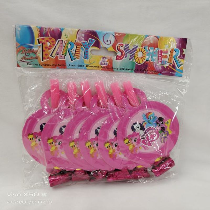Vibrant pink dragon whistle rolls in 12 packs, perfect for adding fun and excitement to any celebration or party.