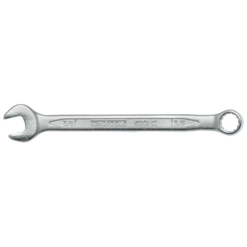 Teng Combination Spanner 3/8in, high-grade Chrome Vanadium Steel, 12-point ring head with 15-degree angle for tight spaces.