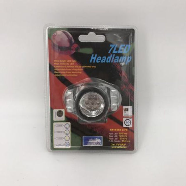 Set of 12 lightweight 7 LED headlamps for hands-free illumination during outdoor adventures and nighttime activities.