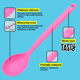 Heat-resistant Tasty Silicone Spoon with measurement indicators, gentle on non-stick cookware, and easy to clean and store.