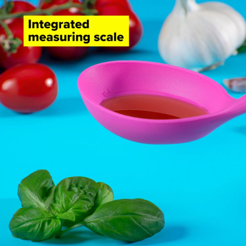 Heat-resistant Tasty Silicone Spoon with measurement indicators; ideal for cooking, serving, and protecting non-stick cookware.