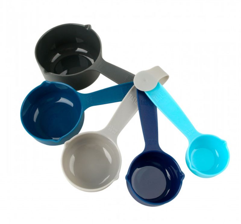 Colorful 10-piece measuring cup and spoon set for precise ingredient measurements, perfect for cooking and baking.