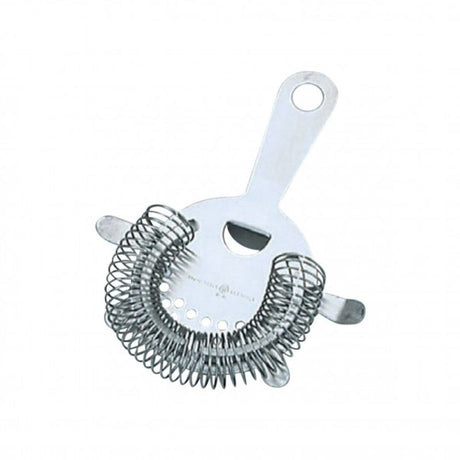 Professional stainless steel Hawthorn strainer designed for cocktails, featuring fine mesh and ergonomic handle for easy use.