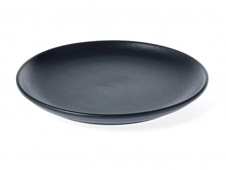 Tablekraft Black Coupe Plate: 27cm porcelain plate with sleek design, scratch-resistant finish, perfect for versatile dining and food presentation.