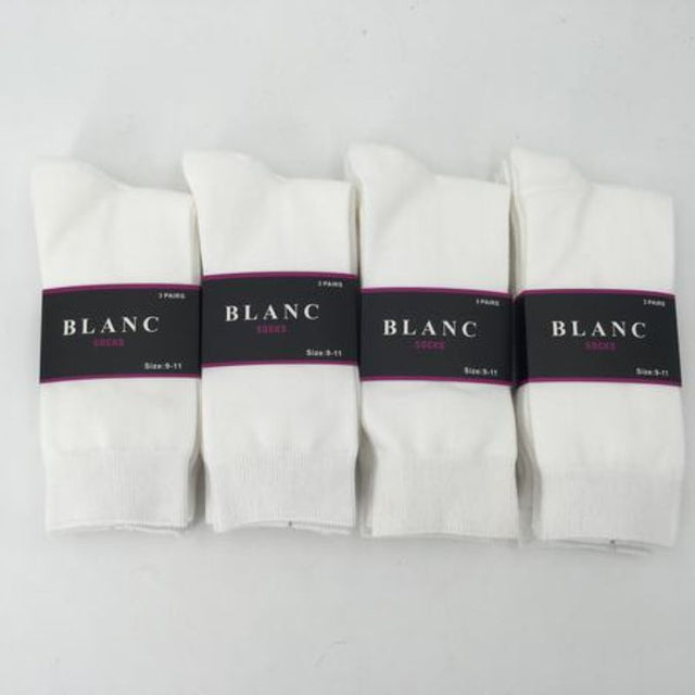Pack of 12 white socks size 9-11, breathable and moisture-wicking for all-day comfort and durability, perfect for everyday wear.