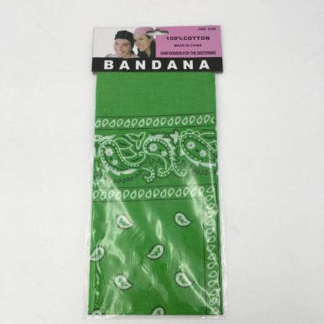 Set of 12 light green bandanas, each 56 x 56cm, perfect for fashion, crafts, and summer events. Durable and stylish!