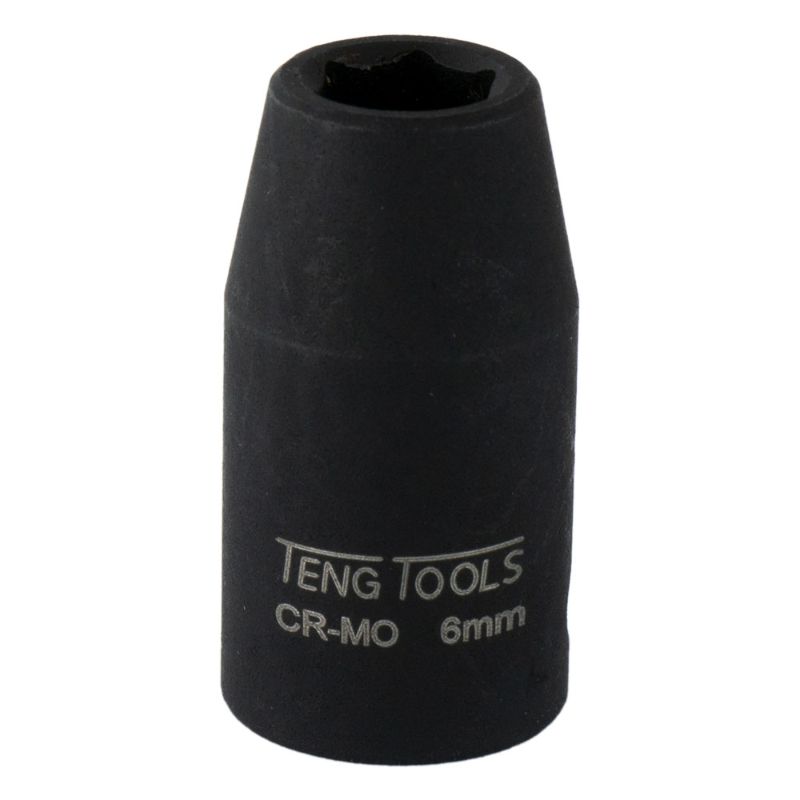 Teng 1/4in Dr. 6mm impact socket, made of chrome vanadium steel, ideal for heavy-duty automotive and maintenance tasks.