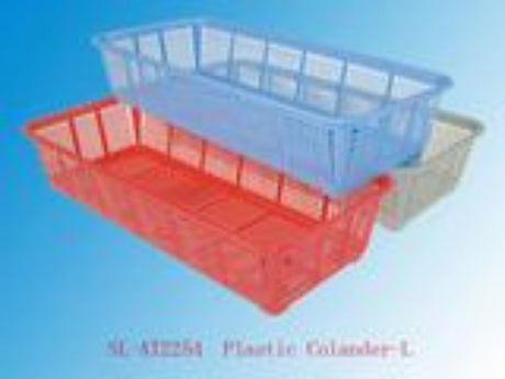 Rectangle plastic colanders set of 12 in assorted colors, perfect for draining, washing, and food prep, 35cm size.