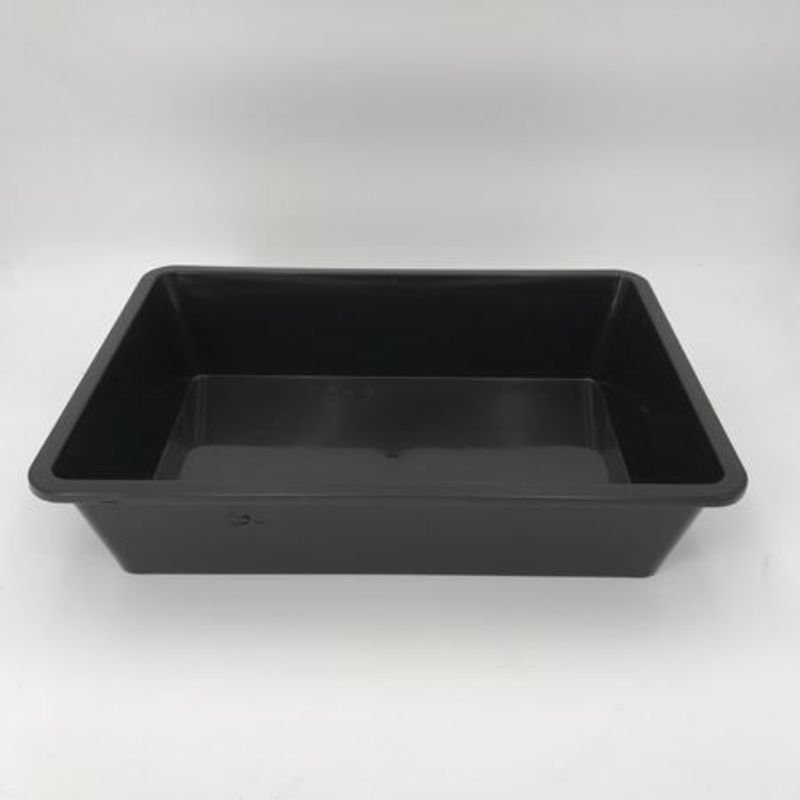 Set of 6 black plastic trays, each with 7L capacity, perfect for organizing kitchen, office, or crafting supplies.