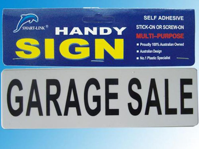 Set of 12 durable self-adhesive garage sale signs for easy visibility and direction at sales and community events.